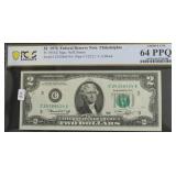1976 PCGS MS64 PPQ 2 $ FEDERAL RESERVE NOTE