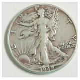 1942 WALKING HALF DOLLAR VF