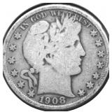1908 BARBER HALF DOLLAR VG