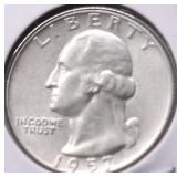1957 D GEM BU WASHINGTON QUARTER