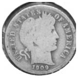 1909 BARBER DIME G