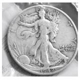 1942 S WALKING HALF DOLLAR  VF