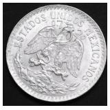 1945 GEM BU MEXICO SILVER 50 CENTS