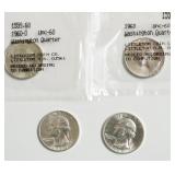 4 CHOICE BU 1960 WASHINGTON QUARTERS