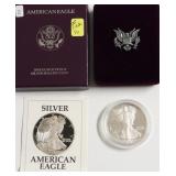 1991 PROOF SILVER EAGLE W BOX PAPERS