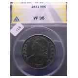 1831 ANACS VF35 BUST HALF DOLLAR
