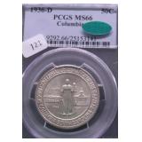 1936 D PCGS MS66 CAC COLUMBIA HALF DOLLAR