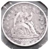 1854 HALF DIME AU