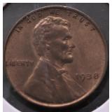 1938 GEM BU RB LINCOLN CENT