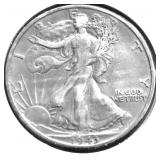 1943 WALKING HALF DOLLAR XF
