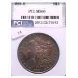 1881 S PCI MS66 TONER MORGAN DOLLAR