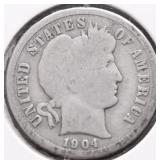 1904 S BARBER DIME G