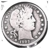 1902 BARBER HALF DOLLAR VG