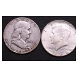TWO SILVER HALF DOLLARS
