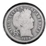 1908 BARBER DIME G