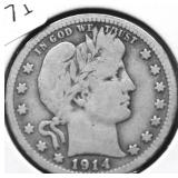 1914 BARBER QUARTER VG