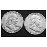 2 FRANKLIN HALF DOLLARS