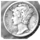 1934  MERCURY DIME VF