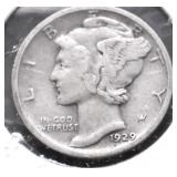 1929 D  MERCURY DIME XF