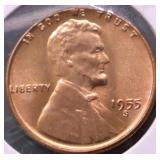 1955 S GEM RED LINCOLN CENT