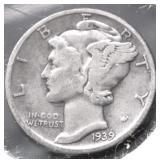 1939 MERCURY DIME VF