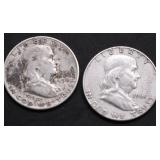 TWO FRANKLIN HALF DOLLARS