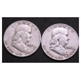 TWO FRANKLIN HALF DOLLARS