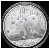2010 CHINA  PANDA GEM 1 OZ .999 SILVER