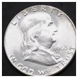 1963 GEM BU FRANKLIN HALF DOLLAR