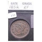 1852 LARGE CENT XF