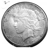 1922 S CHOICE BU PEACE DOLLAR