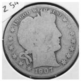 1907 O BARBER HALF DOLLAR G