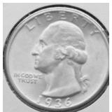 1936 GEM BU WASHINGTON QUARTER