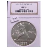 1992 D NGC MS70 OLYMPIC SILVER DOLLAR