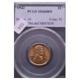 1942 PCGS MS66 RED LINCOLN CENT