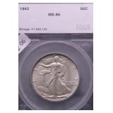 1942 SEGS MS65 WALKING HALF DOLLAR