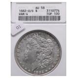 1882 O/S ANACS AU 58 MORGAN DOLLAR