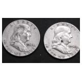 TWO FRANKLIN HALF DOLLARS