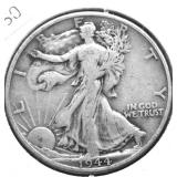 1944 D WALKING HALF DOLLAR VF
