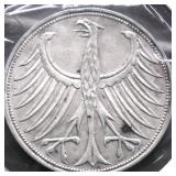 1951 GERMAN EMPIRE SILVER 5 MARKS AU