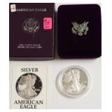 1988 PROOF SILVER EAGLE W BOX PAPERS