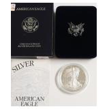 1996 PROOF SILVER EAGLE W BOX PAPERS