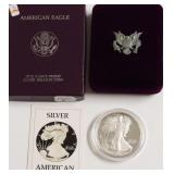 1986 PROOF SILVER EAGLE W BOX PAPERS