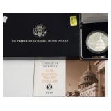 PROOF US CAPITOL SILVER DOLLAR W BOX PAPERS