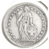 1944 SWITZERLAND SILVER 2 FRANCS XF