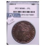 1881 S PCI MS66 + PL MORGAN DOLLAR