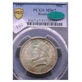 1937 PCGS MS67 CAC ROANOKE HALF DOLLAR