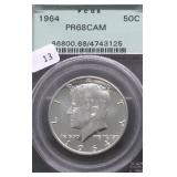 1964 PCGS PF68CAMEO KENNEDY HALF DOLLAR