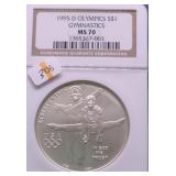 1995 D NGC MS70 GYMNASTICS SILVER KEY