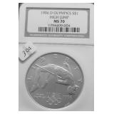 1996 D NGC MS70 HIGH JUMP SILVER DOLLAR KEY